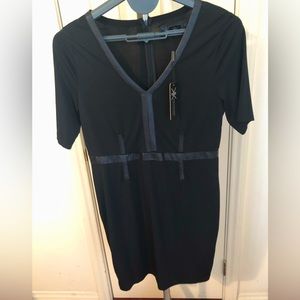 Black Faux Leather Accent Dress